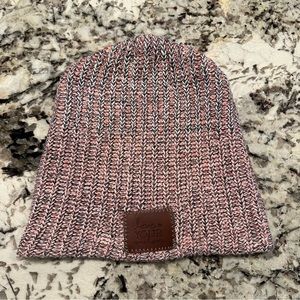 Love Your Melon Pink/White/Gray Knit Beanie